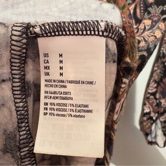 American Eagle Outfitters Womens Boho Paisley V-Neck Long Sleeve Romper M Brown - Picture 6 of 12